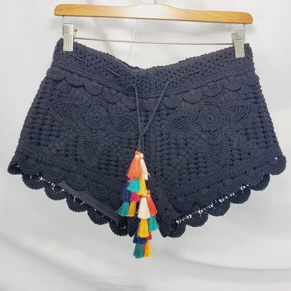 Surf Gypsy Crochet Lace Pull On Short Multi-color tassel Short M (A-9) - Picture 3 of 12